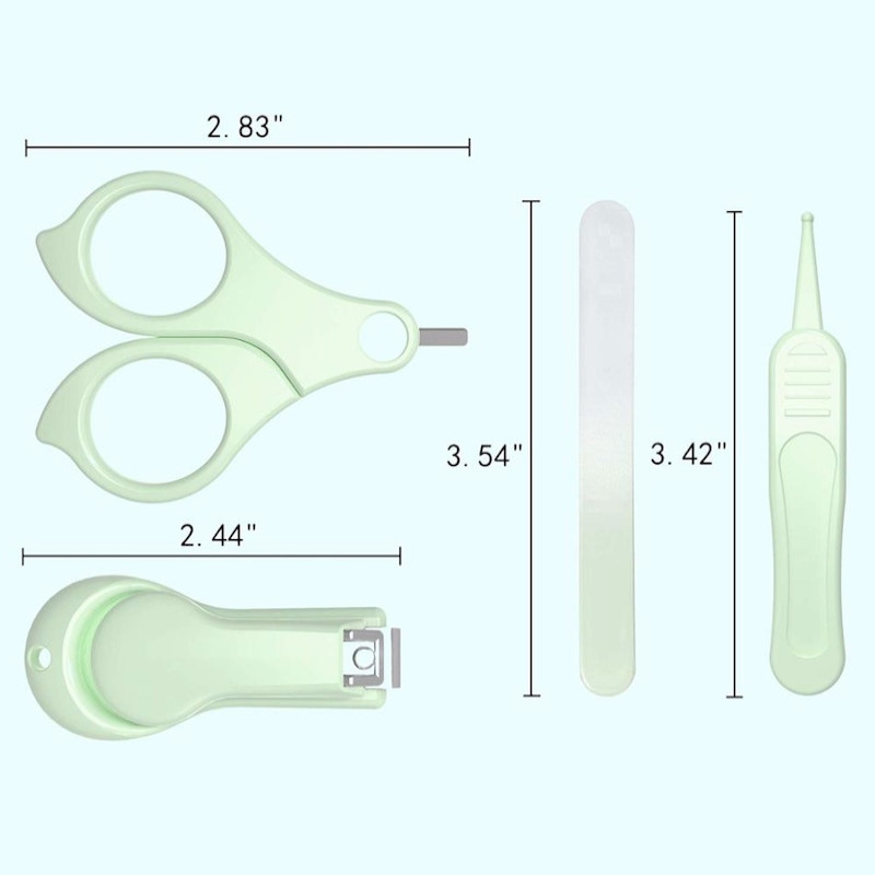 High Quality Baby Manicure Pedicure Kit Nail Clipper Scissor Tweezer File Bear Nasal Aspirator for Newborn Infant Toddler Mint Green